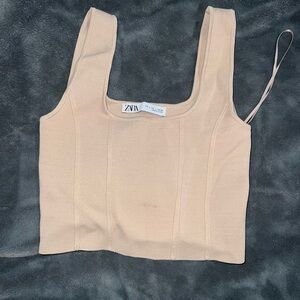 Zara Beige Knit Crop Top